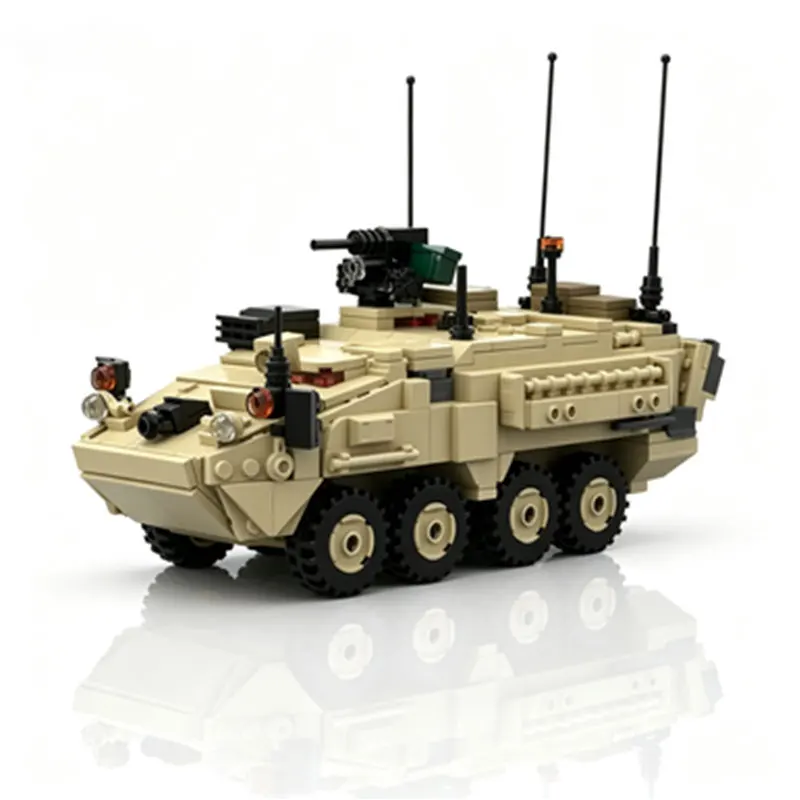 MOC Creative Armored Vehicle Desert Color Off-Road Vehicle Small Particle Assembly Building Block Model Boy Toy Gift 749pcs