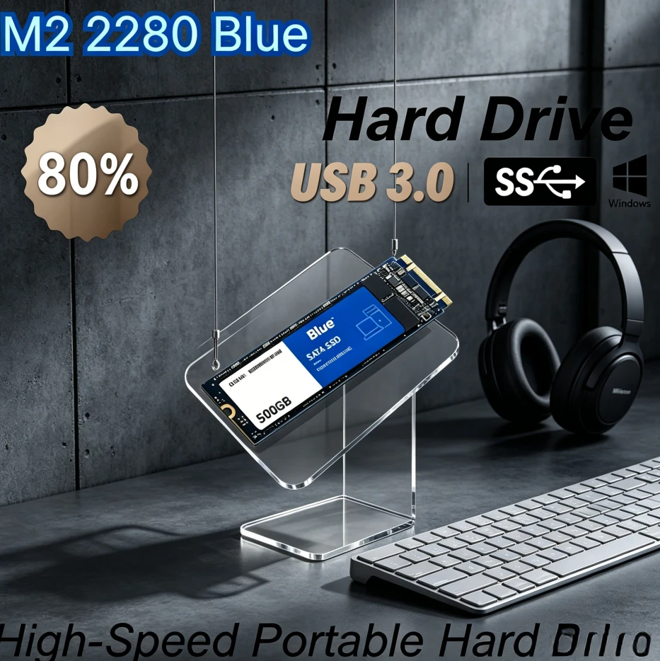

[Brand+] Original M2 2280 Blue SSD High Speed Read Solid State Drive Large Capacity Storage Disk For Laptop Desktop PC Notebook