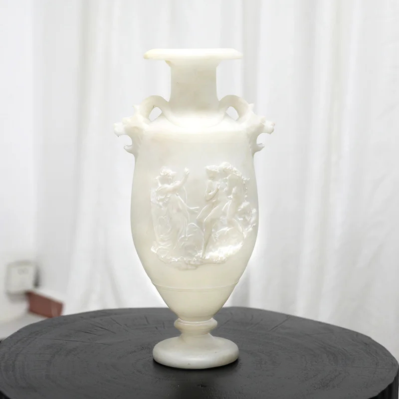 Jade relief vase ornament niche living room entrance desktop flower arrangement ornament