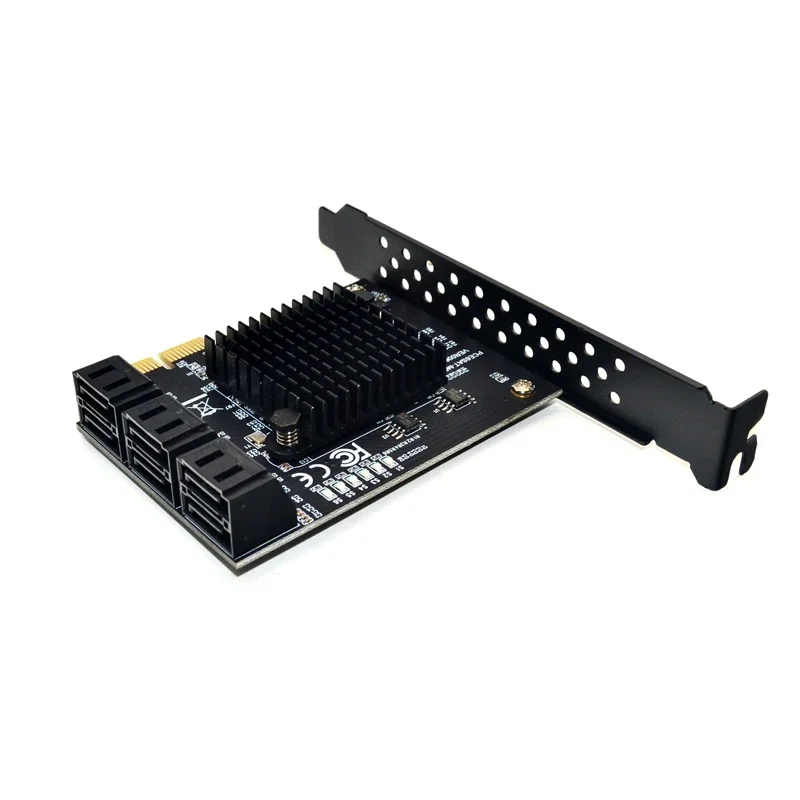 NEW SATA Adapter 6 Port SATA 3.0 to PCIe Expansion Card PCI Express SATA 3 Converter with Heatsink for HDD Marvell 88SE9215 Chip