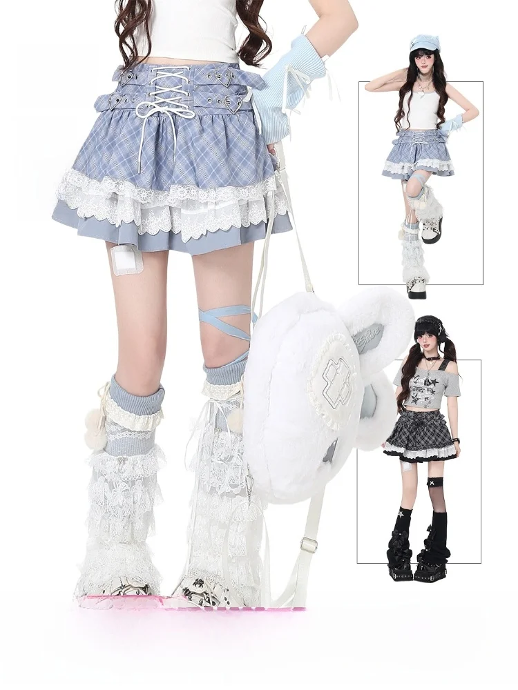crazygirl-spring-summer-sweet-ballet-style-girl-feel-bow-tie-plaid-lace-a-line-cake-skirt-half-skirt-high-waist