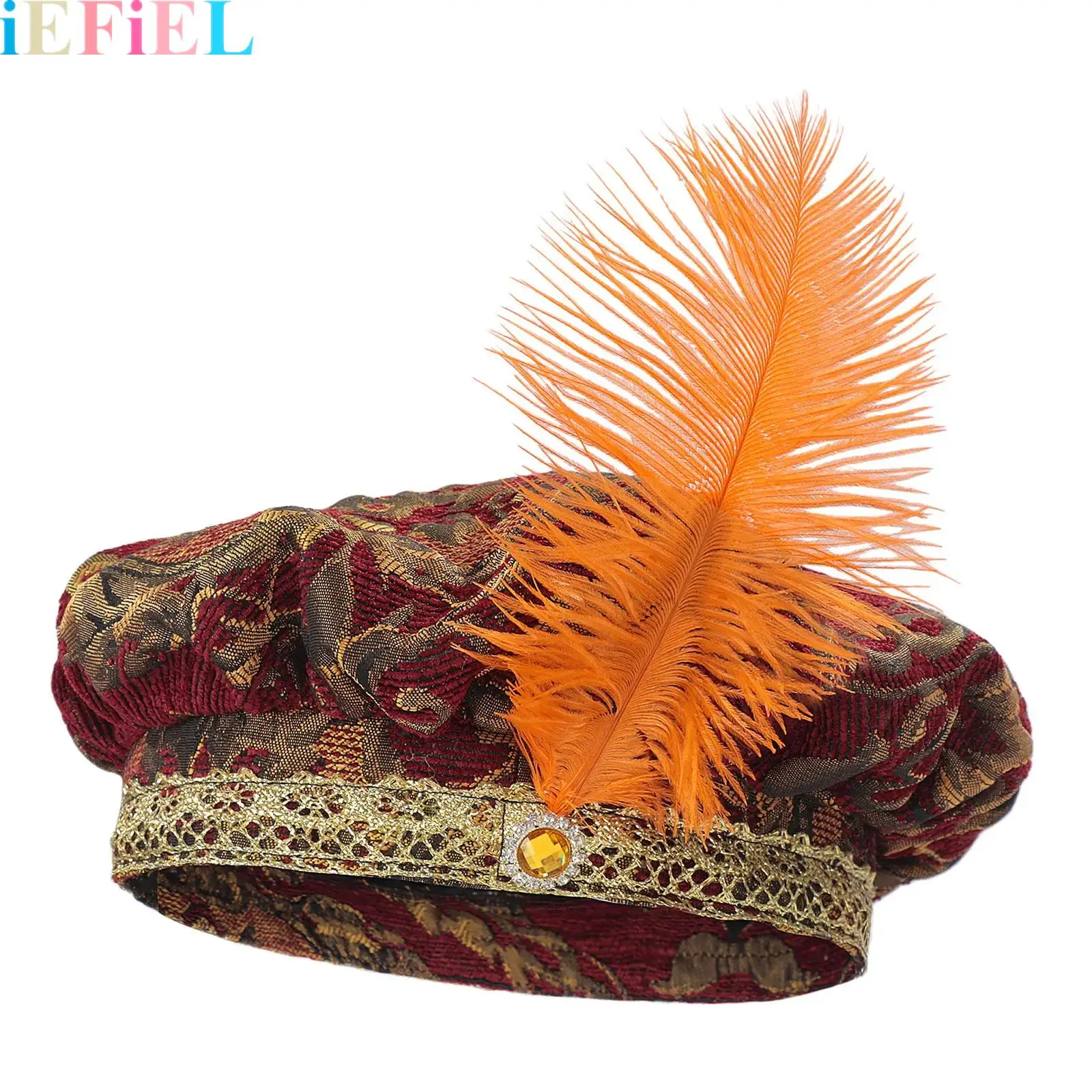 

Feathered Beret Floppy Hat Medieval Renaissance Hat Delicate Cosplay Costume Accessories for Women Men