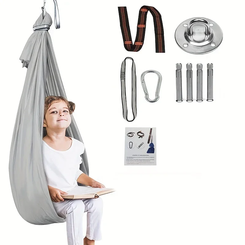 Portable Kids Swing Toy Set Therapy Elastic Hammock Hanging Chair Home Rooms Indoor Yoga Suspension Beds Sensory Autism Kids image 2