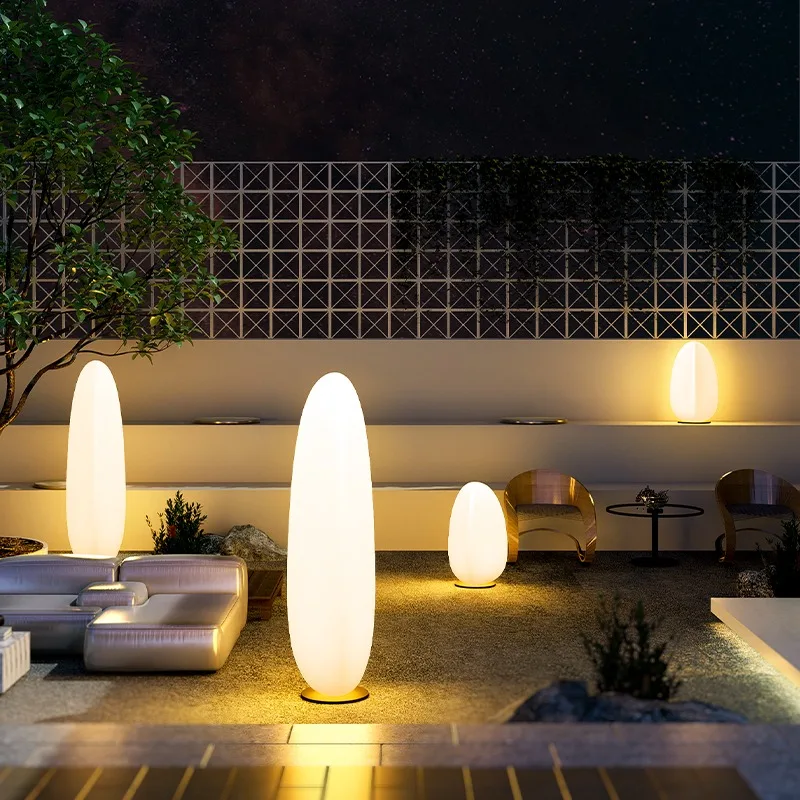 Modern outdoor solar columns, waterproof cylindrical courtyard landscapes, internet-famous ground-standing outdoor corridors