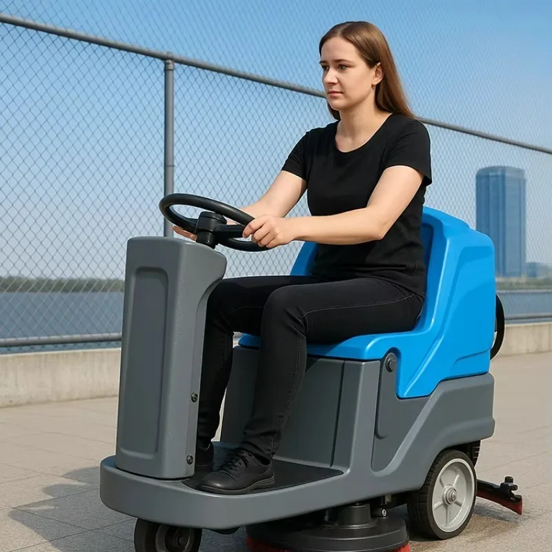 

Ride on Floor Scrubber Machine Powerful Battery Operated Cleaning Equipment for Warehouse Use