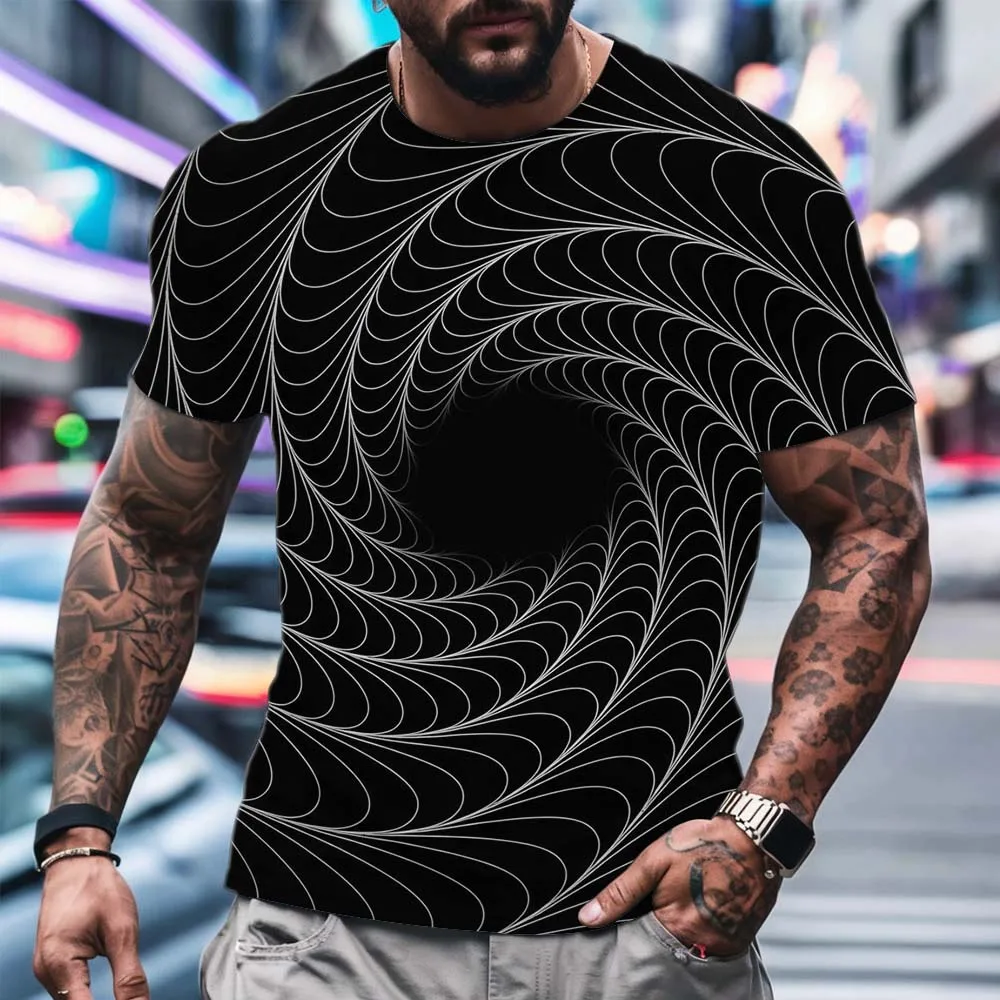 Tropics Men's 3d Printed Abstract Hip-hop Trend Visual Illusion Short Sleeved T-shirt Fashion Top Harajuku Street Clothing Tees