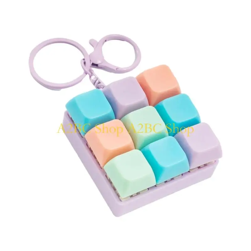 A2BC Quiet Stress Reliever Keychain 9 Removable Layout Clickers Toy Mechanical Keyboard Keychains For Office Or Travel