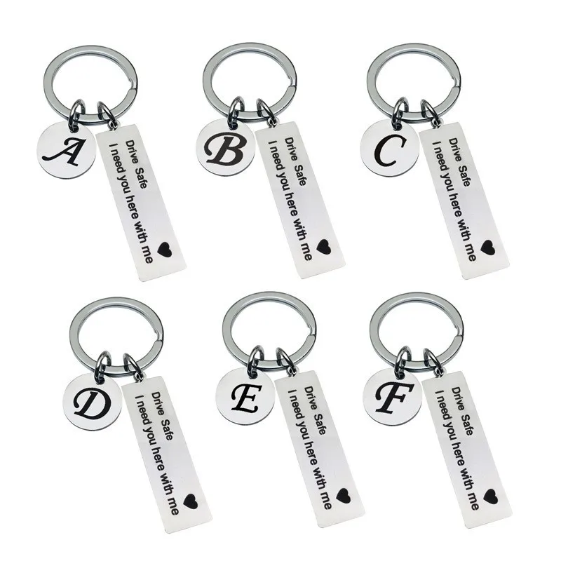 Initials  Key Ring Key Chain High Quality Stainless Steel Men Women Boyfriend Husband Key Chain Birthday Chritsmas Gifts