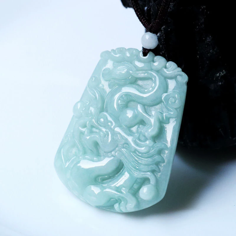 Natural Jade A Product Zodiac Dragon Tag Pendant Men's and Women's Sculpture Fashion Versatile Pendant