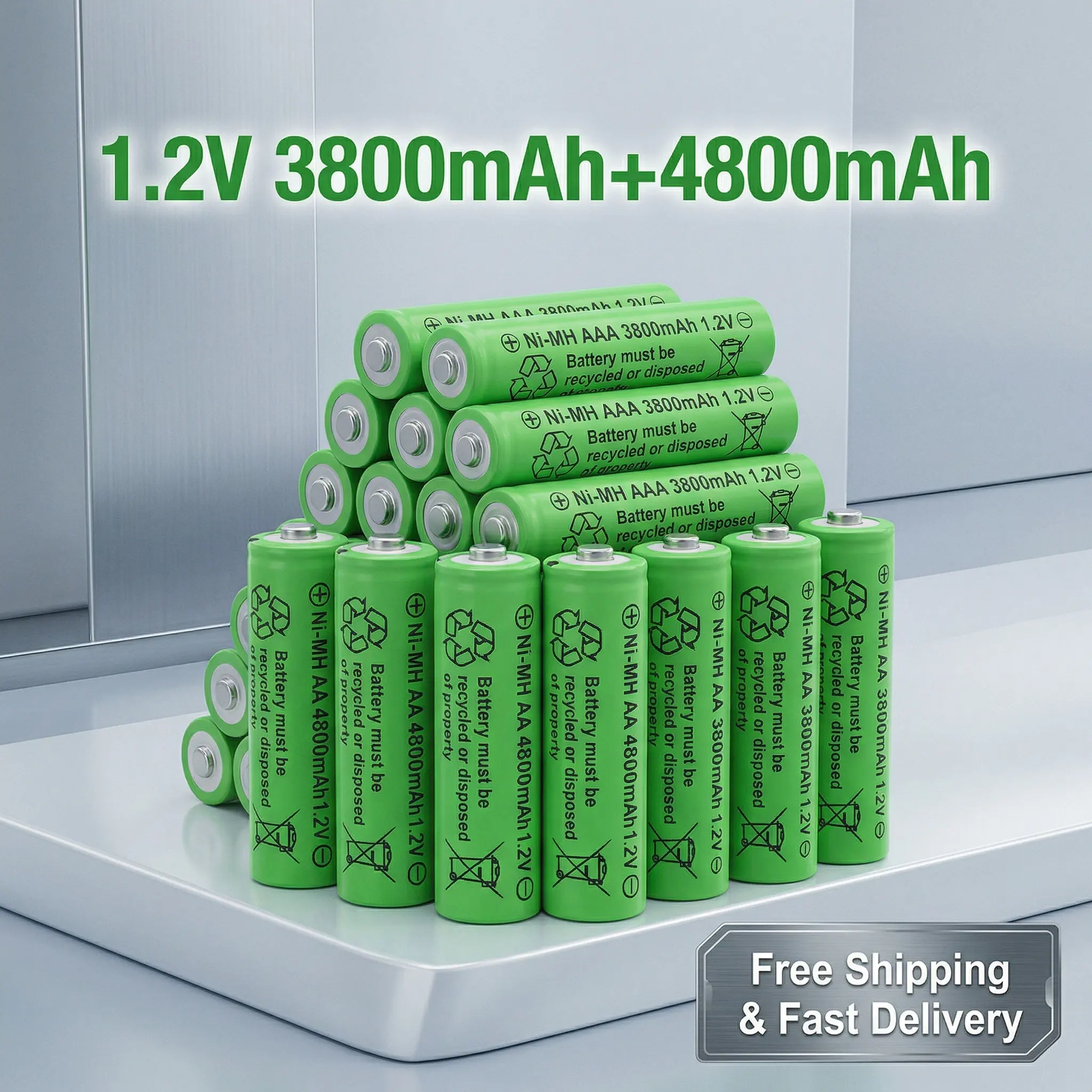 

AA AAA 1.2V Ni-MH Rechargeable Battery Pack 4800mAh 3800mAh Large Capacity Nickel Hydrogen Cells for Electronic Gadgets