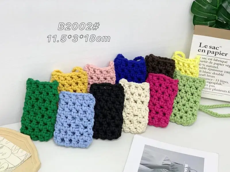 Hand Hook Cotton Thread Shoulder Crossbody Bags for Women Cute Fashion Ladies Summer Weave Phone Bags Purses 2022 New Handbags