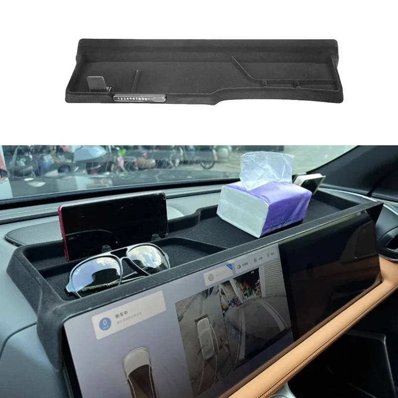 Auto Screen Rear Storage Box Fit for Xpeng G9 Modified Flocking Central Control Screen Rear Storage Box Car Interior Accessories