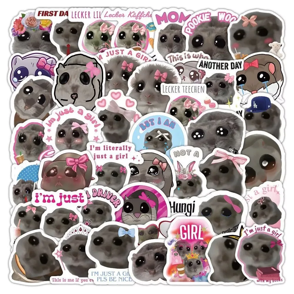 60 pieces of sad hamster stickers - high-quality adorable animal stickers for decoration
