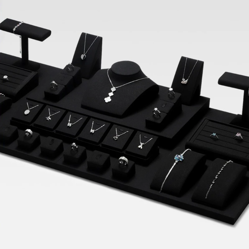 

Luxury Jewelry Stand Exhibitor Counter Ring Storage Holder Necklaces Earring Bracelet Display Shelf Jewellery Organizer Prop