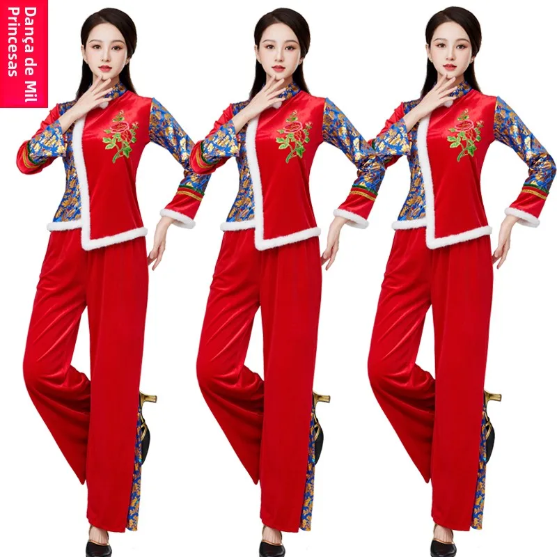 ensemble-de-costume-de-danse-en-velours-pour-adulte-tenue-de-spectacle-de-danse-folklorique-costume-de-danse-de-style-national-en-velours-dore-avec-tambourin-a-la-taille-manches-longues