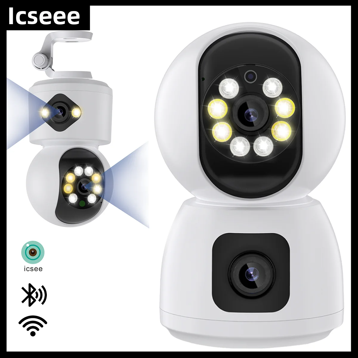 

IP-камера Icseee, 2K, Wi-Fi, PTZ, 4 МП, два объектива