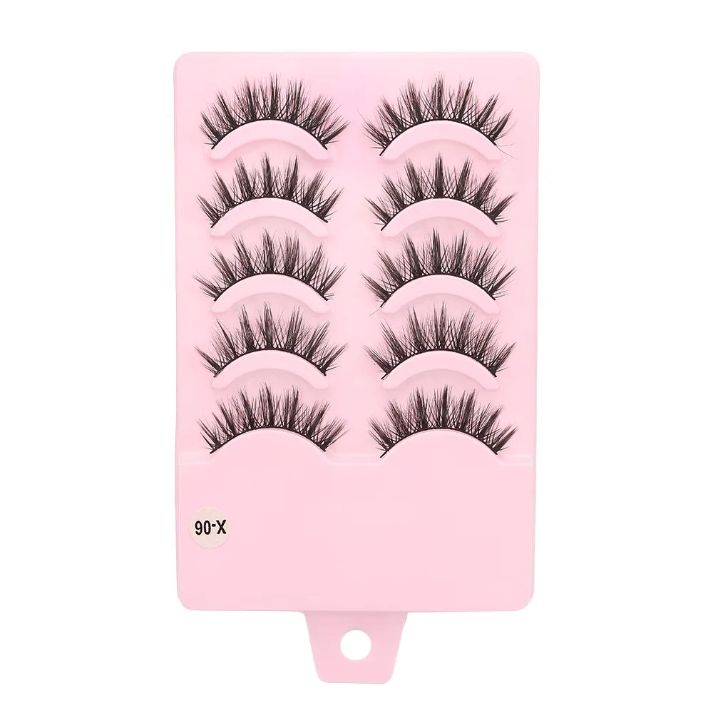 5 pairs New Wispy Manga Lashes Soft Spike Anime Fake Eyelashes Flared Wet Eyelash Eye Makeup
