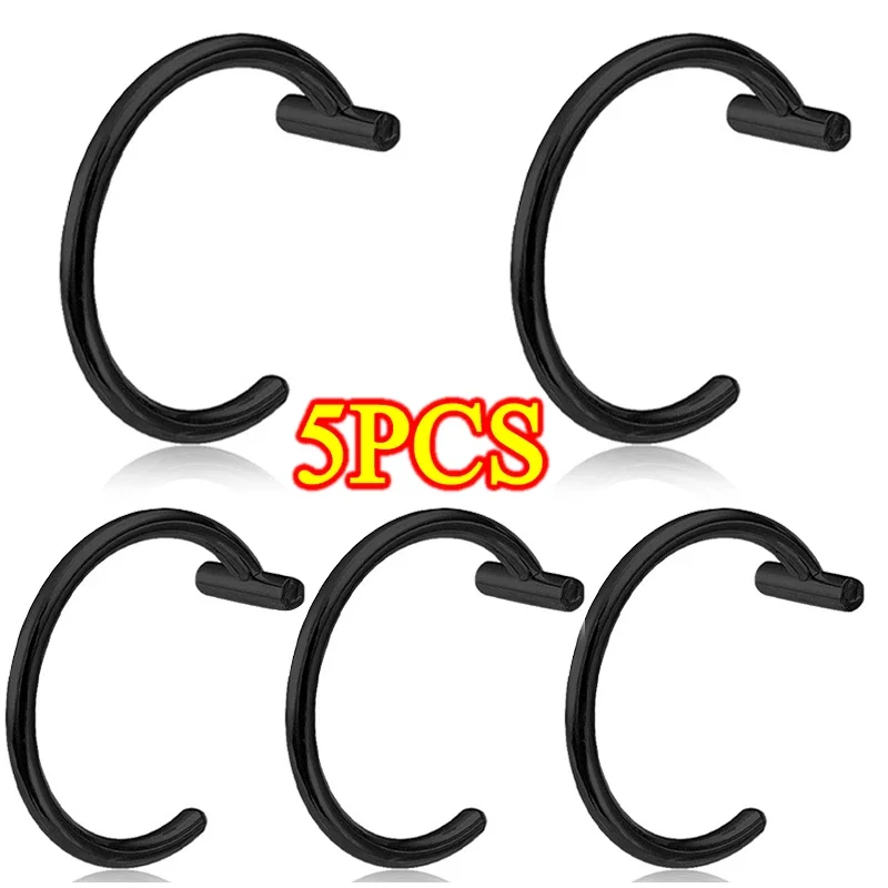 5PCS Punk Lippen Ringe Medizinische Titan Stahl Nase Ring Gefälschte Nase Ring Septum Piercing Clip auf Mund Ring Gefälschte piercing Körper Clip