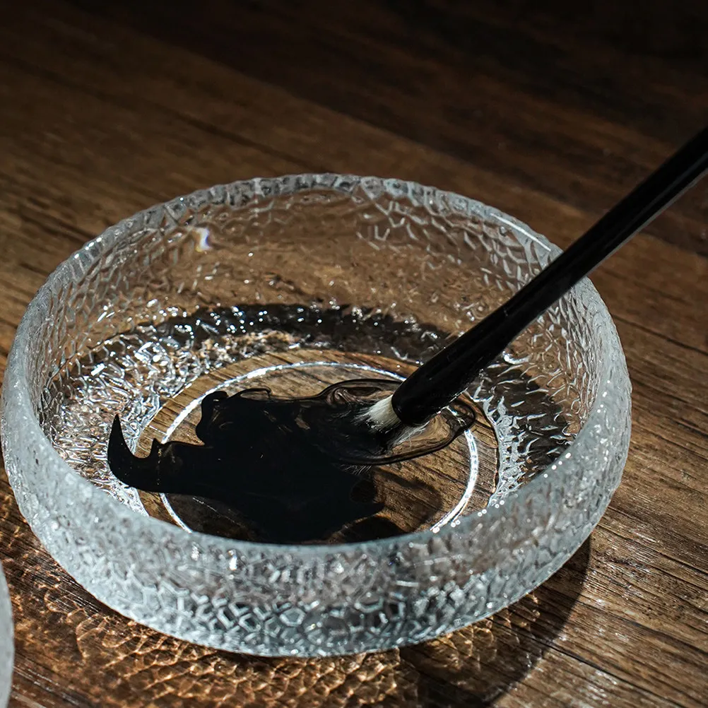 

Glass Ink Brush Washer Creative Design Brush Washing Bowl Calligraphy Pen Cleaner Glass Ink Tray Classic Writing Accessory