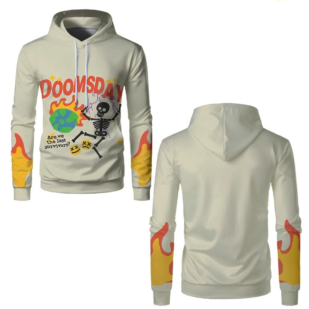

New Y2K Hip-hop Trendy Skull Flame Graphic Men's Hoodie Autumn And Winte Punk Style Unisex Casual Loose Sweatshirts Clothing