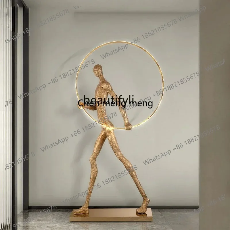 LHY26ss Living room floor lamp gold ring crystal portrait lobby sculpture lamp exhibition hall lamp
