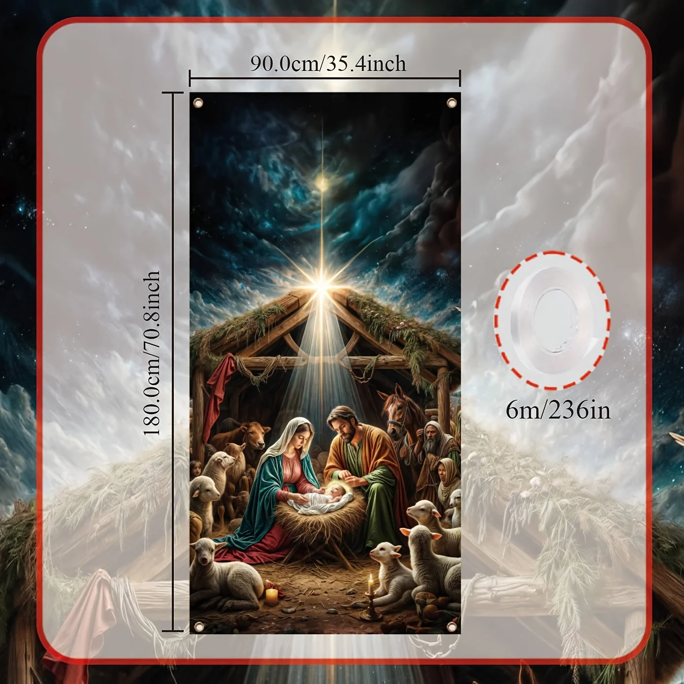 1pc Christmas Nativity Scene Door panel - 35.4\