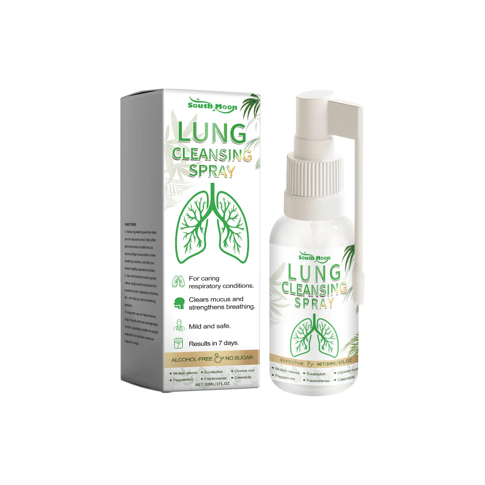 Herbal Lung Cleansing Spray Relieve Nasal Congestion Dry Throat Treatment Breathing Difficulties Itchy Throat Inflammation Care