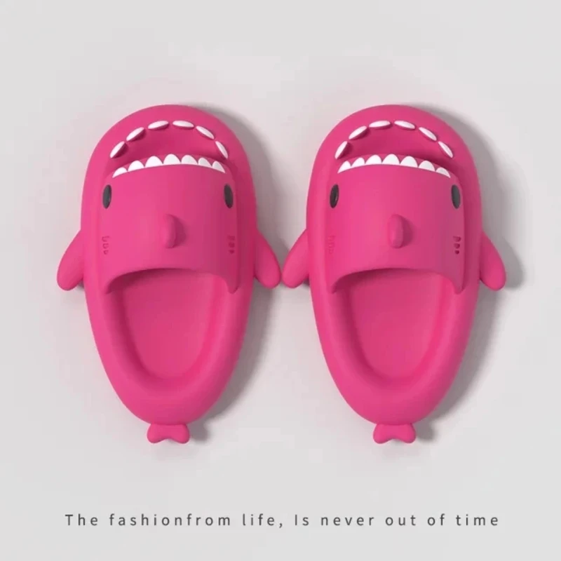 2024 Summer Trendy Women's Shark Slippers Men Indoor Bedroom Thick EVA Sandals Kids Outdoor Beach Slides Couple Soft Flip Flops