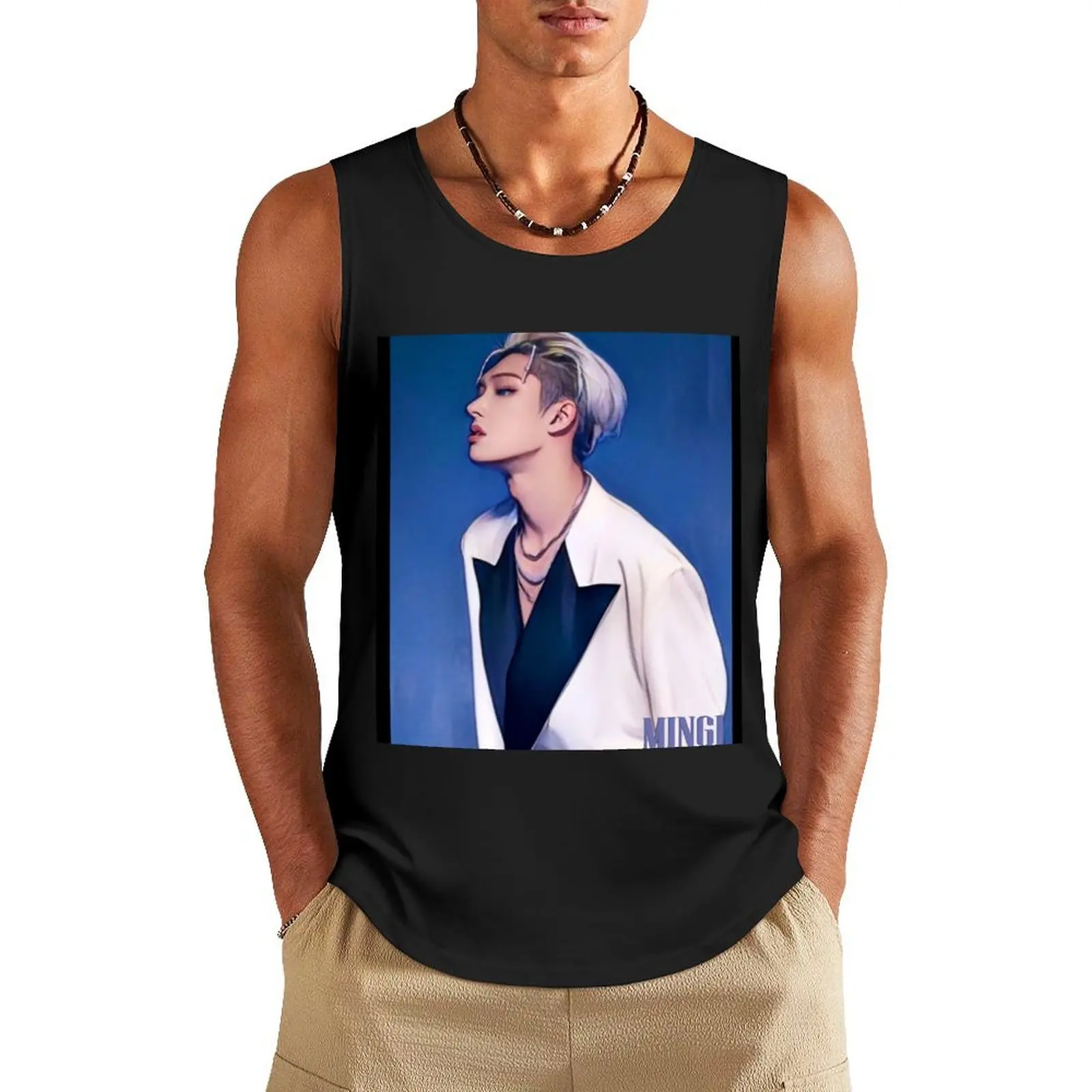 

Ateez Golden Hour Part 2 Mingi 1 Tank Top t shirt gym Men's gym t-shirts mens clothing sleeveless jackets