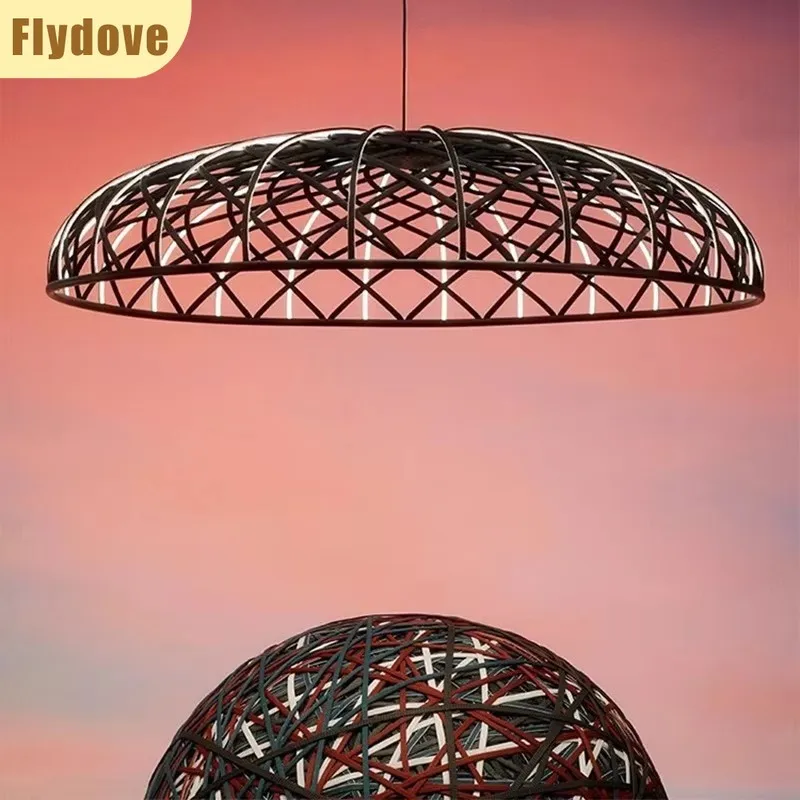Designer Woven Mesh Art Eye Protection Led Pendant Creative Aesthetics Dining Room Bar Indoor Decorative Lighting Fixtures
