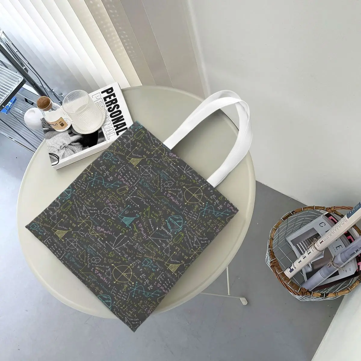 Math Lessons Shopping Bags Canvas The Tote Bag Foldable for Women Shoulder Tote Travel Handbag