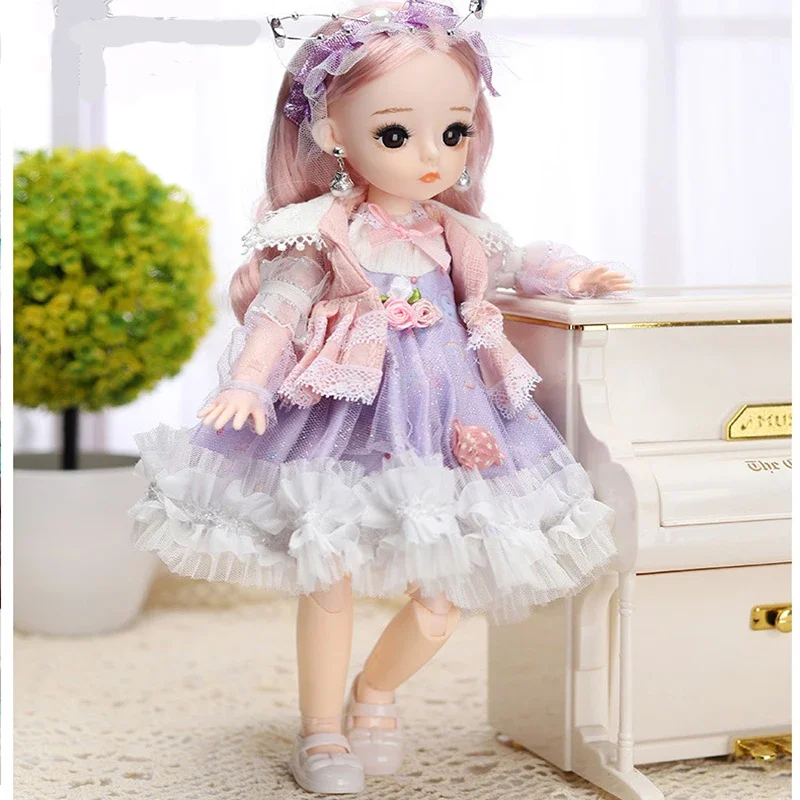 Fashion Dress Bjd Doll 30CM 18 Movable Joints Doll With Cool Dress Suit DIY Bjd Doll Best Gifts For Girl Handmade Beauty BJD Toy