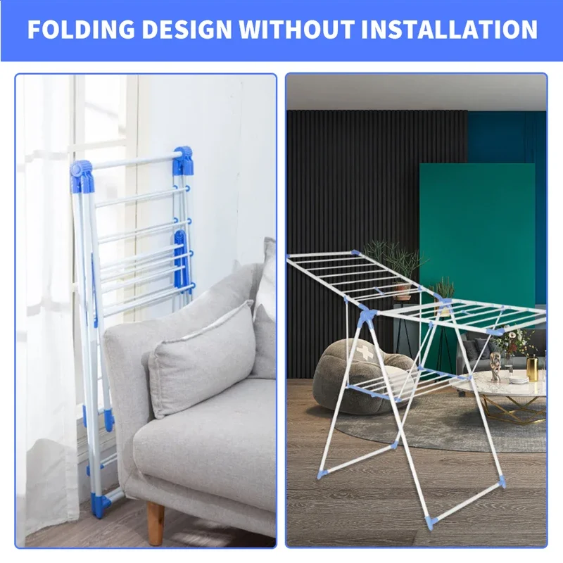 Freestanding Clothes Drying Rack Indoor Outdoor Household Collapsible Rack