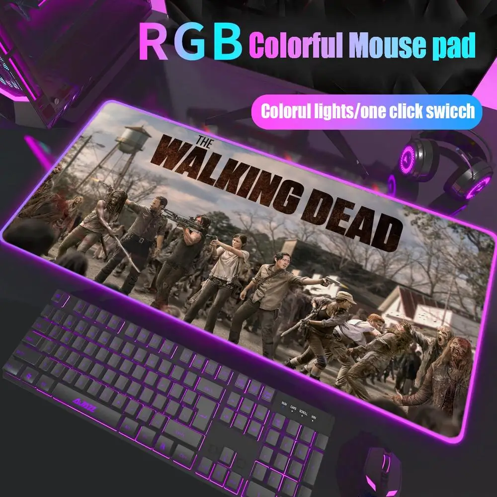 

The Walking Dead Mouse Pad Gamer Rgb Desk Mat Back Light Led Mousepad Setup Gaming Accessories Deskmat Big Mousepad Backlight