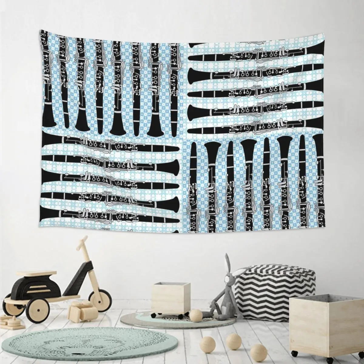 Clarinet Crosshatch Pattern Tapestry Funny Wall Hanging Aesthetic Home Decoration Tapestries for Living Room Bedroom Dorm Room