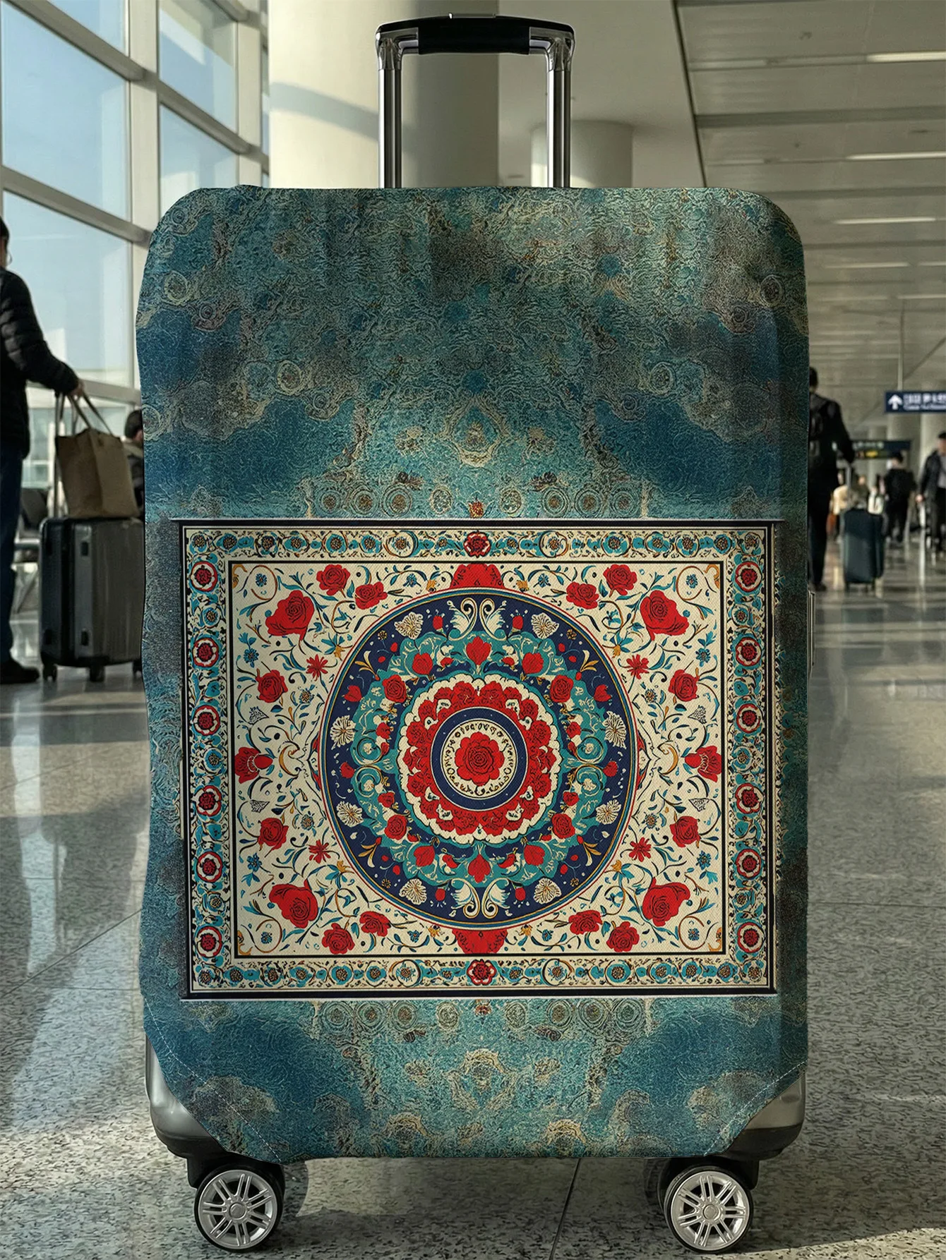 Vintage Pattern Print Luggage Cover, Suitable for 18-32 Inch Luggage Cover, Luggage Handle Glove, Travel Accessories