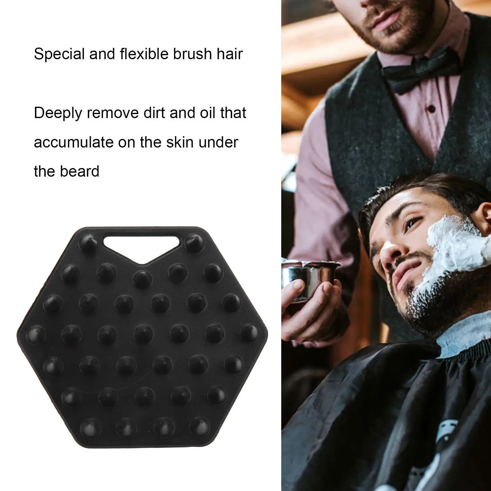 Silicone Facial Beard Exfoliating Brush with Suction Cup - Deep Cleansing & Soft Texture for Men