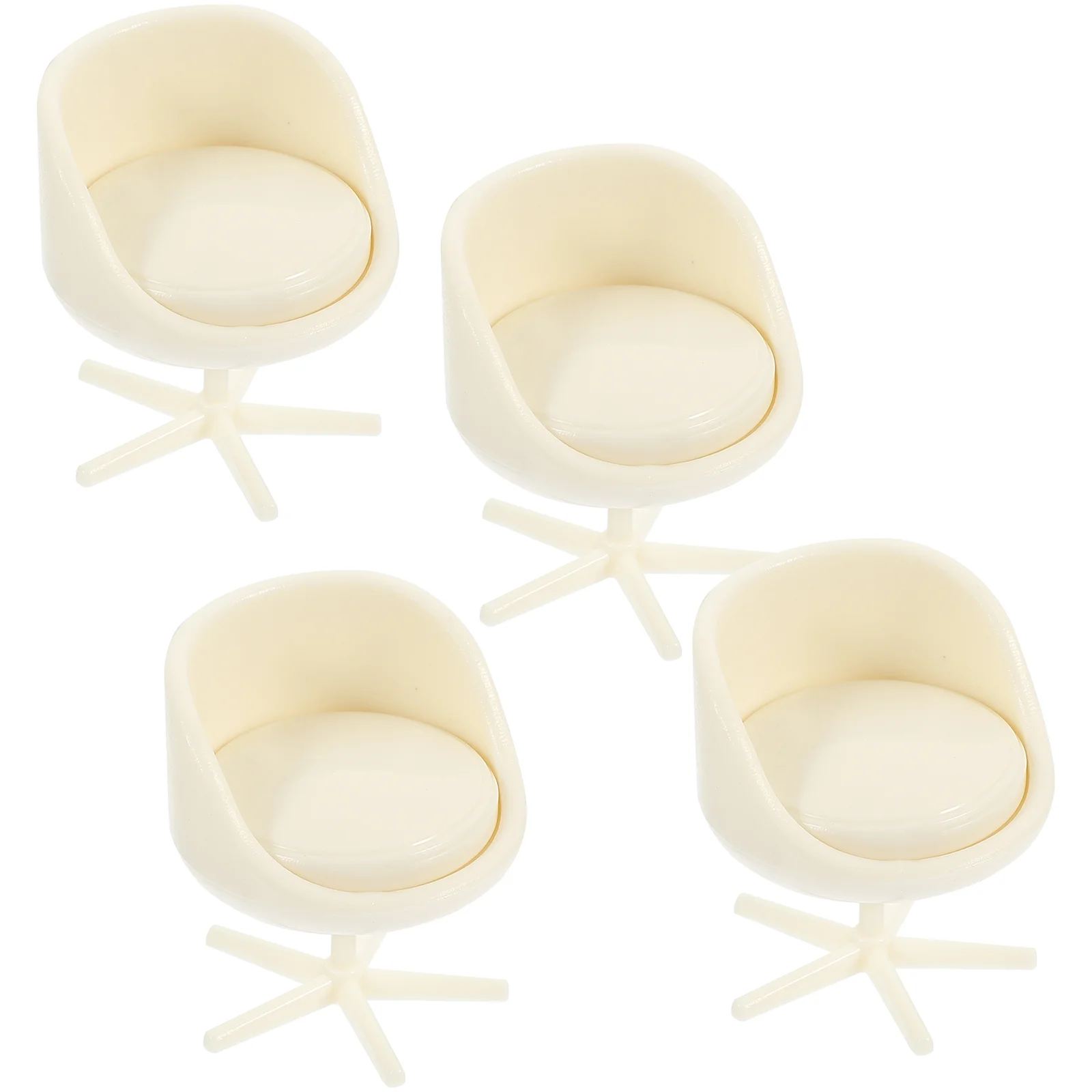 

4pcs House Mini Chairs Mini Plastic Chairs Miniature House Chair Decorations 1:25 Miniature Bedroom Chair