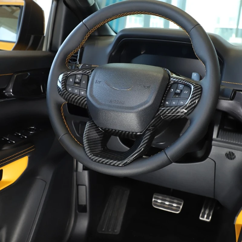 

Suetlcoity For Ford Ranger Wildtrak T9 2024-2025 ABS Carbon Fiber Car Steering Wheel button Trim Cover Interior Car Accessories