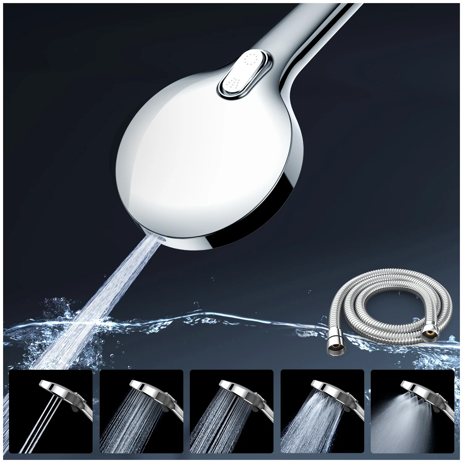 

6-mode Shower Head High Pressure Handheld Showerhead with Hose to Clean Tub Tile & Pets Rainfall Faucet Tap Showers for Bathroom