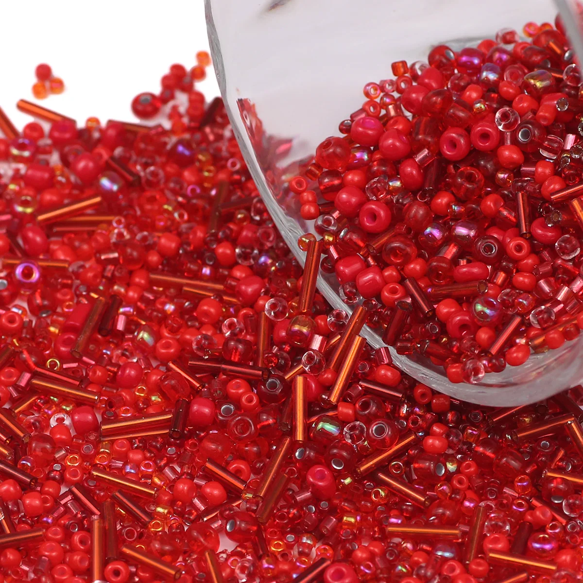 BTFBES 1000-3000pcs Red Color Glass Loose Spaced Beads For Jewelry Bracelet Necklace Keychain Eardrop Accessories Making DIY