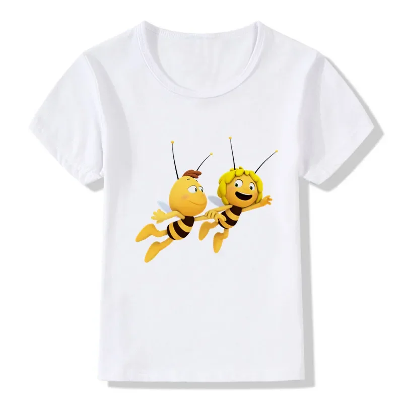 Little Bee Maya Cartoon Print T-shirt per ragazzi estate manica corta divertente maglietta per bambini Toddler neonate vestiti per bambini carini top