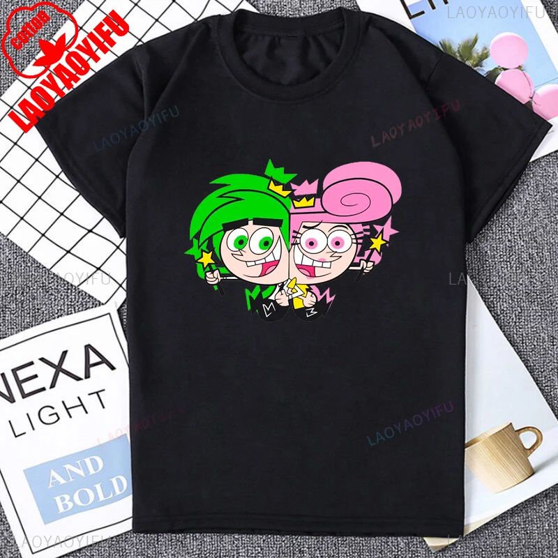 The Fairly Oddparents الموسم 1 الكرتون تي شيرت مضحك تيمي واندا كوزمو الجرافيك موضة القطن تي شيرت Harajuku Y2k للجنسين تيز #2