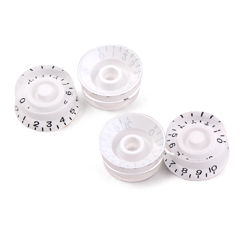 

4 pcs Large Circle Knobs Black Letter White Guitar Volume Tone Control Electric Premium Durable Fits Style