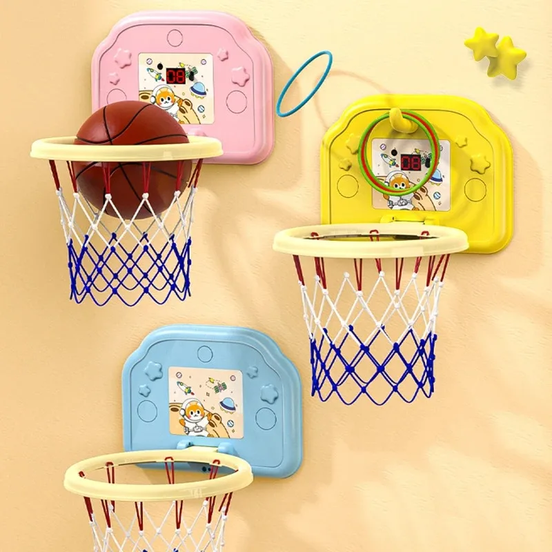 Ensemble de cerceaux de basket-ball pliables sans perçage pour enfants, avec jeux de tir et de lancer d'anneaux, jouet multi-sport