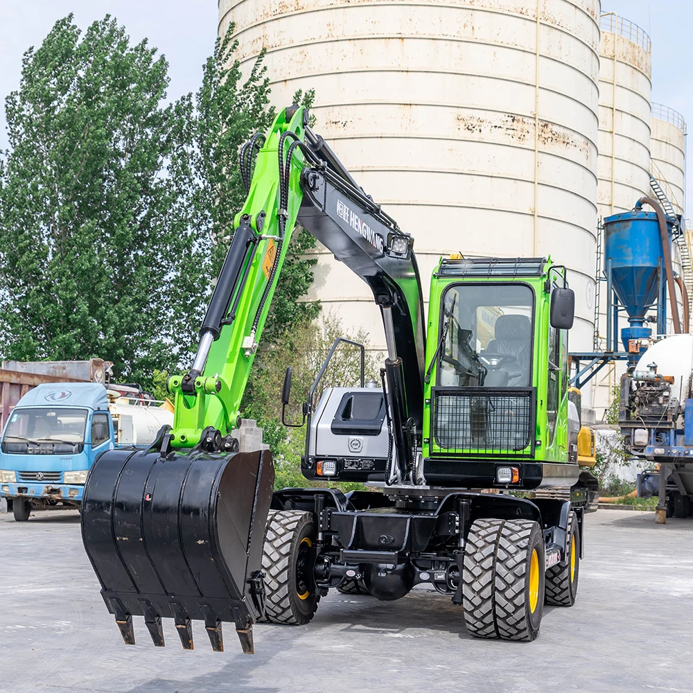 Multifunction Earthmoving Hinery 8 Ton Digger Wheel Excavator With Bulldozer