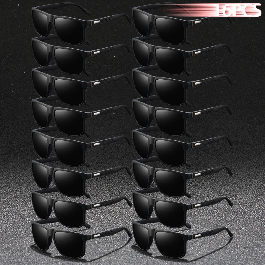 

16PCS Fashion Classic Square UV400 Sunglasses Men Women Driving Fishing Colorful Trendy Lightweight Outdoor Goggles