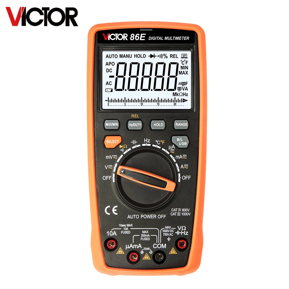 Victor 86E Digital Multimeter 22000 Counts Professional Current  Ohm Hz AC/DC Transistor Voltmeter Capacitance Resistance Tester