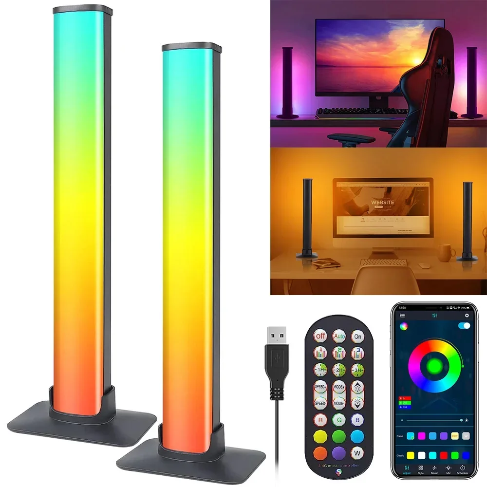 Imagem -02 - Smart Led Night Light Barras Lâmpadas de Piso Rgb 16 Cores tv Backlights Remoto Música Sync Gaming Lights Pickup Mood Lighting