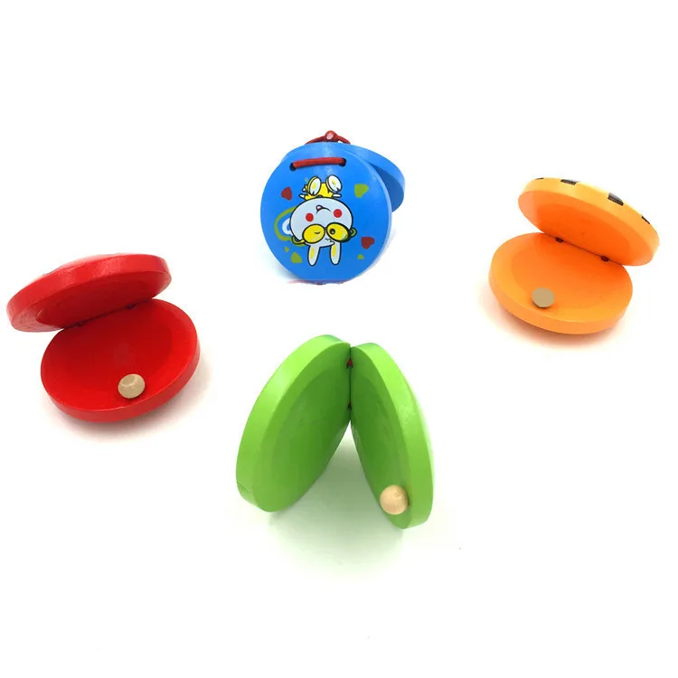 Cartoon Wooden Castanets Children's Percussion Instrument Orff Music Castanets Children Clapper Toy Music Aids Educational Gift